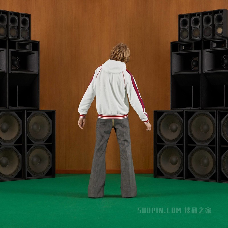 GG提花针织拉链夹克 白色