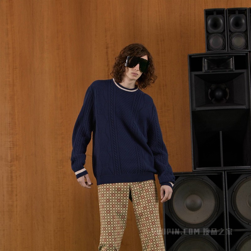 GG针织羊毛毛衣 海军蓝