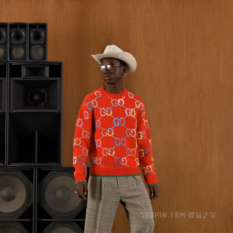 GG羊毛提花毛衣 橙色