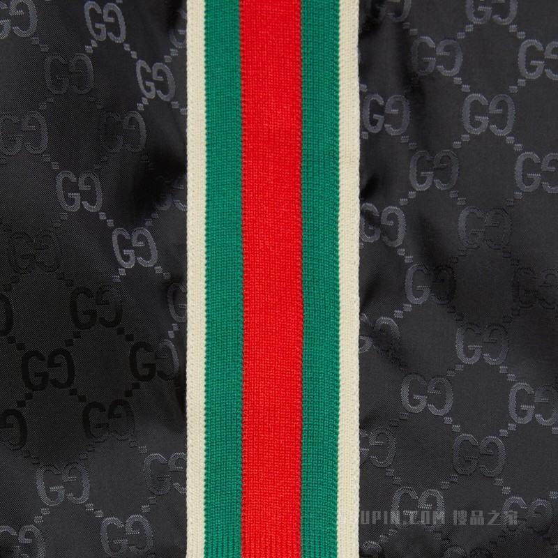 GG提花尼龙游泳裤 黑色