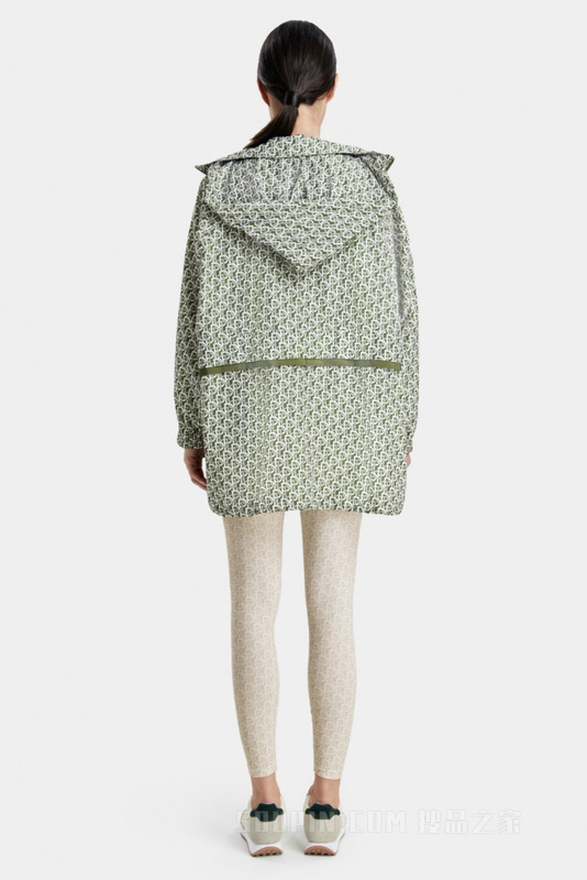 橄榄绿Logo印花运动长夹克