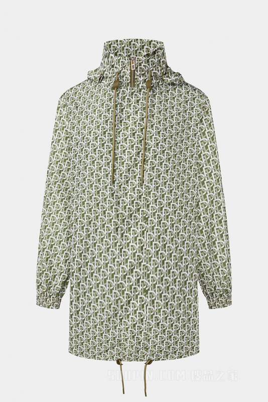 橄榄绿Logo印花运动长夹克