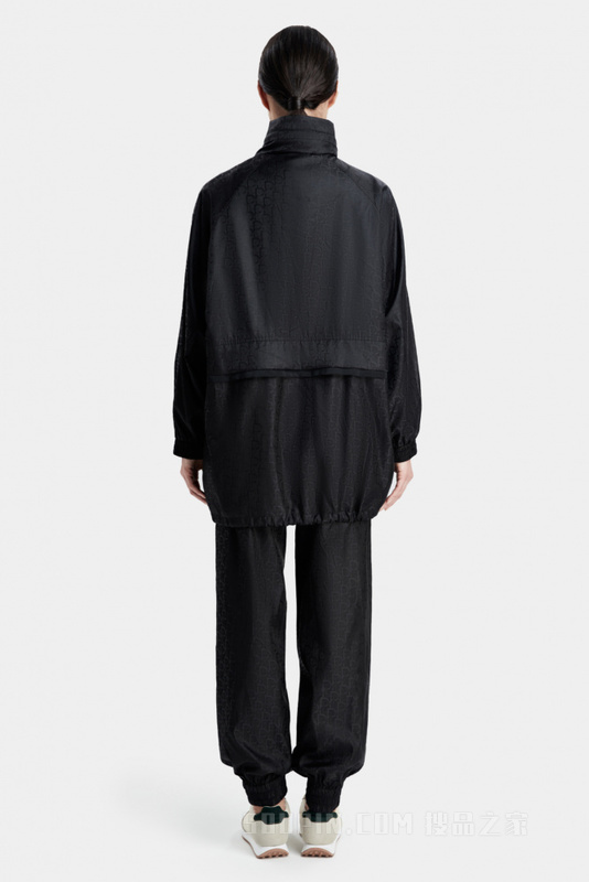 黑色Logo提花运动中长夹克