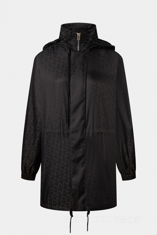 黑色Logo提花运动中长夹克