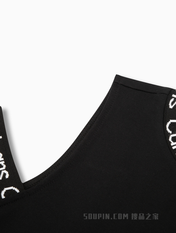 Calvin Klein 22秋冬女士时尚露肩LOGO提花圆领针织连衣裙J220108