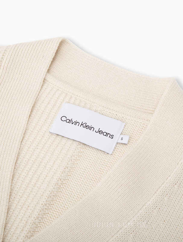 Calvin Klein 22秋冬新款女士时尚V领不对称绞花羊毛混纺针织裙J219975