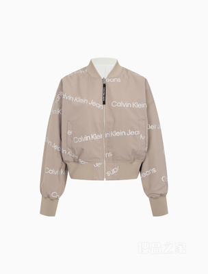 Calvin Klein 22秋冬新款女士两面穿字母印花棒球领拉链单夹克J219963
