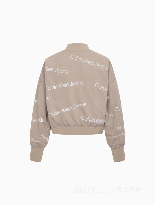 Calvin Klein 22秋冬新款女士两面穿字母印花棒球领拉链单夹克J219963