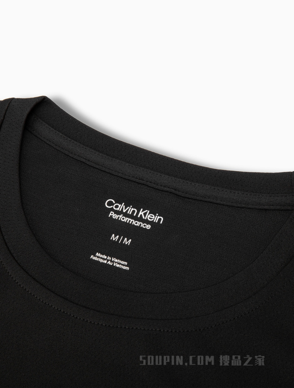 Calvin Klein 22秋冬男士简约圆领网眼拼接LOGO织带透气短袖T恤4MF2K110