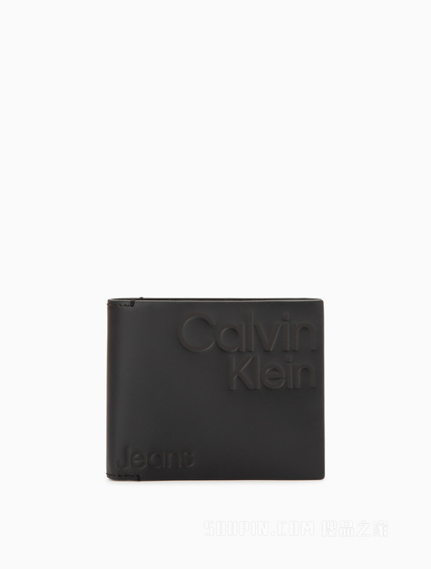 Calvin Klein 22秋冬男士经典商务压纹字母多卡位牛皮对折钱包HP2006