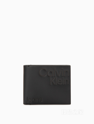 Calvin Klein 22秋冬男士经典商务压纹字母多卡位牛皮对折钱包HP2006