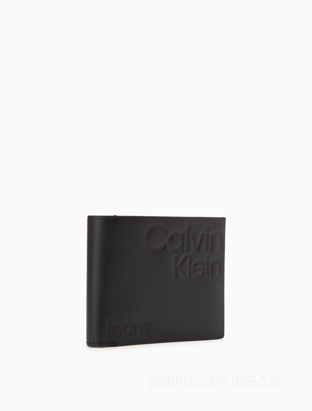 Calvin Klein 22秋冬男士经典商务压纹字母多卡位牛皮对折钱包HP2006