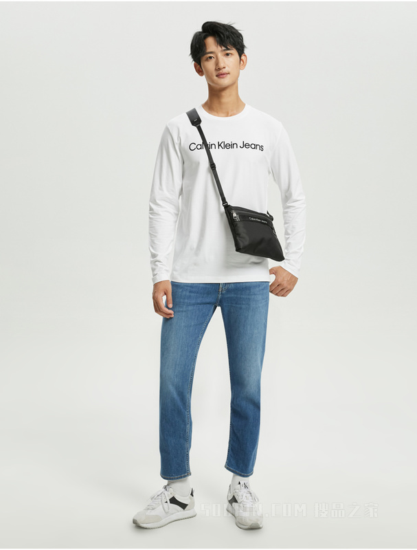 Calvin Klein 22秋冬新款男士简约LOGO织带可调节肩带拉链斜挎包HH3543