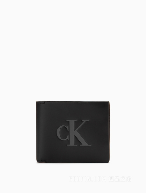 Calvin Klein 22秋冬男士商务休闲压纹LOGO多卡位短款对折钱包HP2004