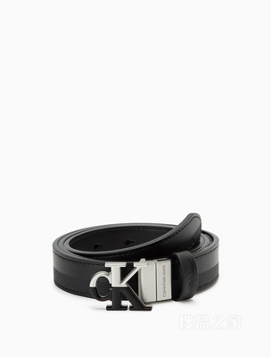 Calvin Klein 22秋冬新款女士时尚简约拼接字母LOGO扣牛皮腰带DC0519