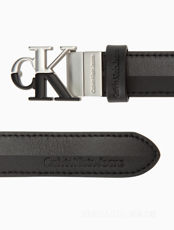 Calvin Klein 22秋冬新款女士时尚简约拼接字母LOGO扣牛皮腰带DC0519