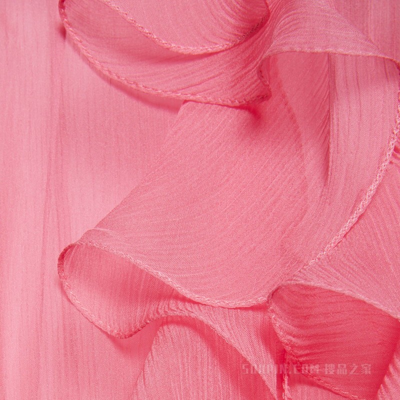 真丝长款连衣裙 亮粉色