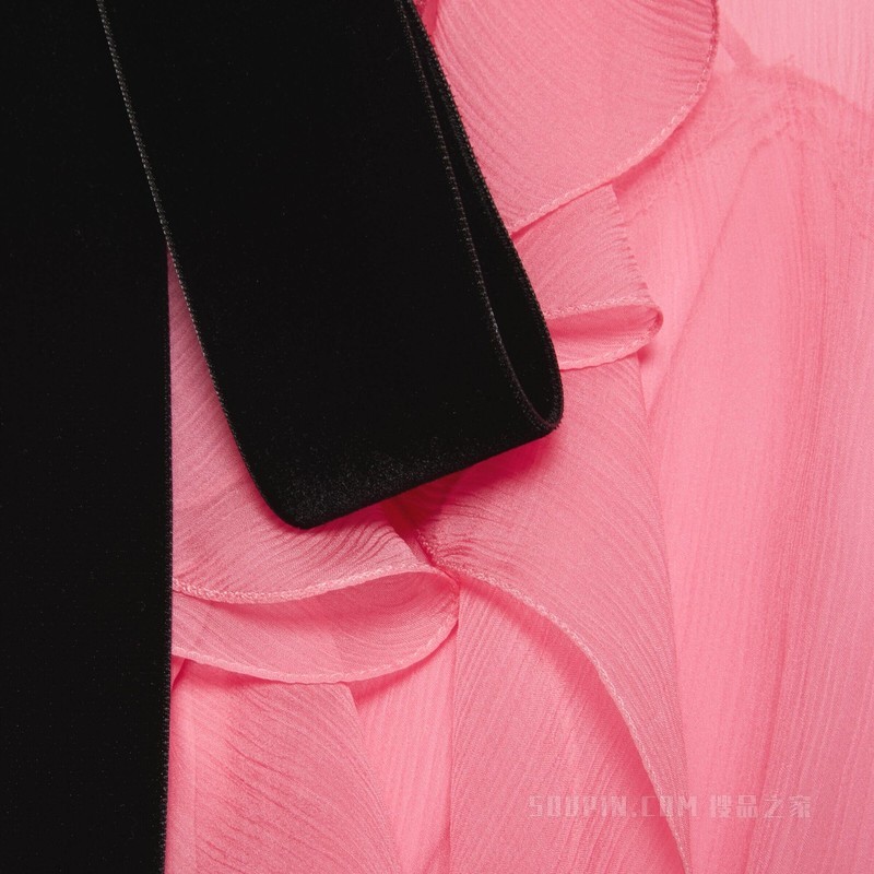 真丝长款连衣裙 亮粉色