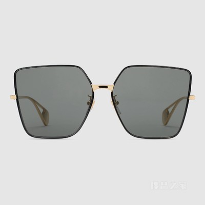 方形镜框太阳眼镜 金色金属
