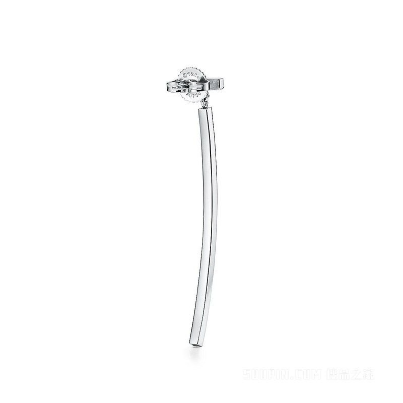 Tiffany T 系列 18K 白金镶钻条形耳环。