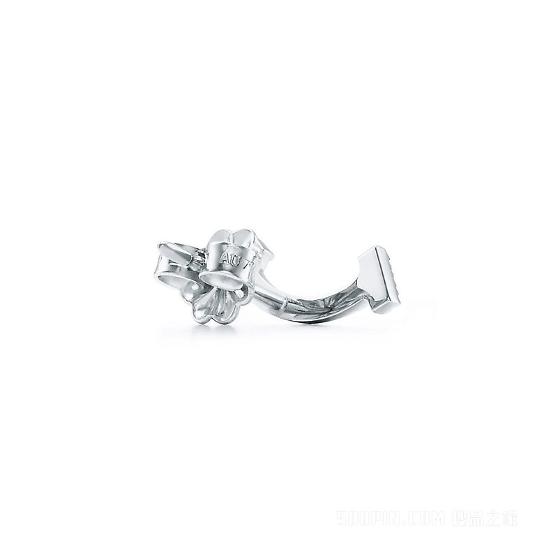 Tiffany T 系列 18K 白金镶钻微笑耳环。