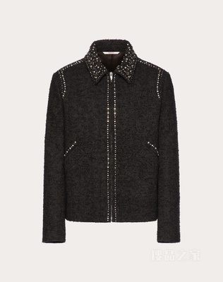 ROCKSTUD SPIKE饰铆钉和仿水晶刺绣粗花呢外套