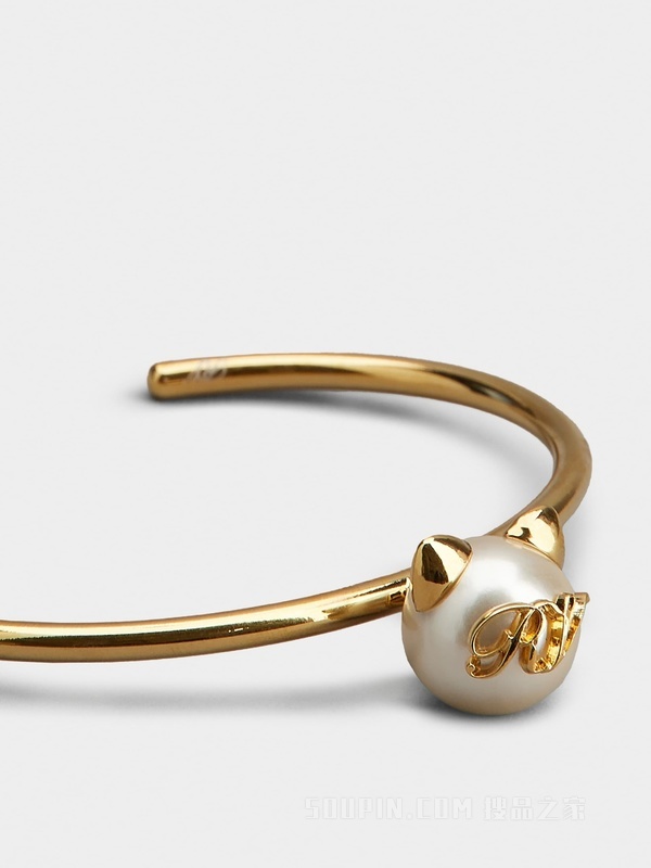 Pearl Cat金属项链 金色