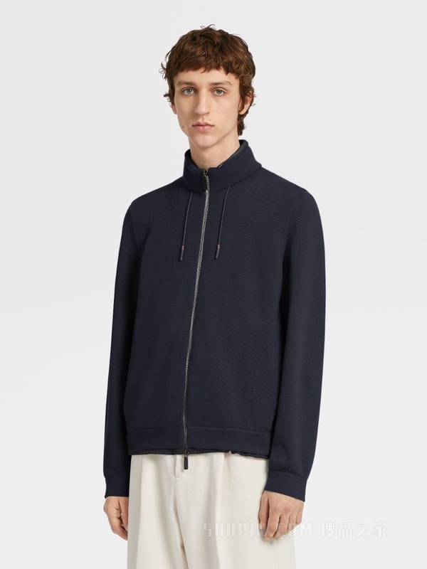 海军蓝 Oasi Cashmere 全拉链毛衣