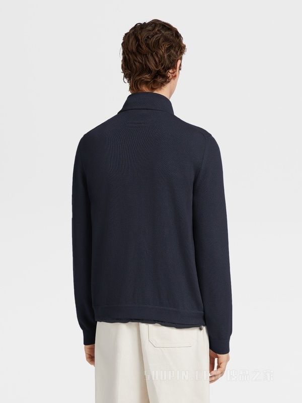海军蓝 Oasi Cashmere 全拉链毛衣
