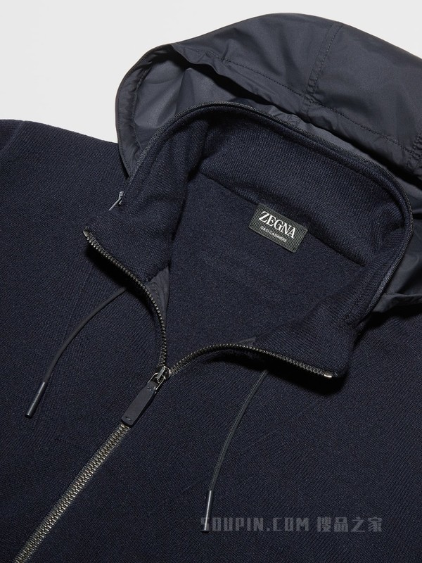 海军蓝 Oasi Cashmere 全拉链毛衣