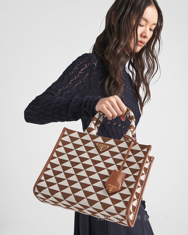 Prada Symbole 刺绣织物小号托特包