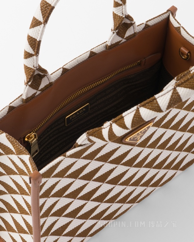 Prada Symbole 刺绣织物小号托特包