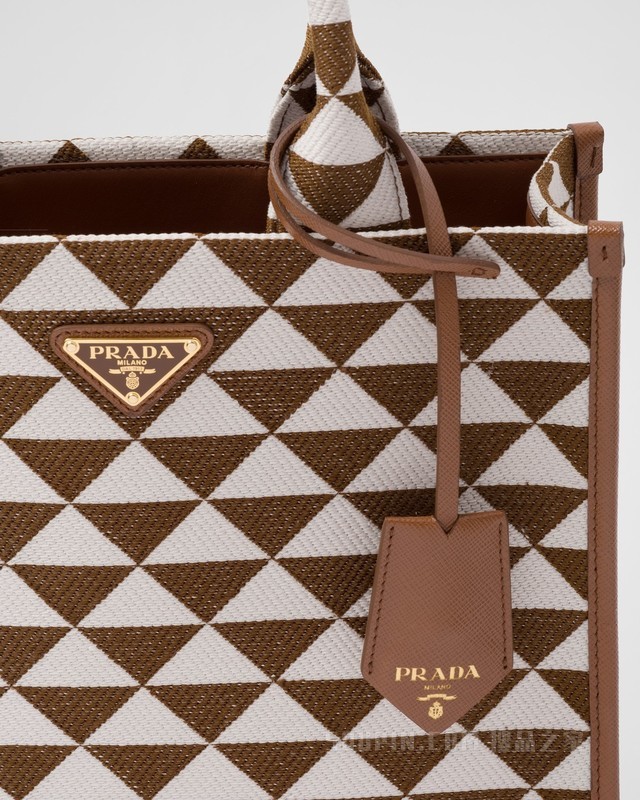 Prada Symbole 刺绣织物小号托特包