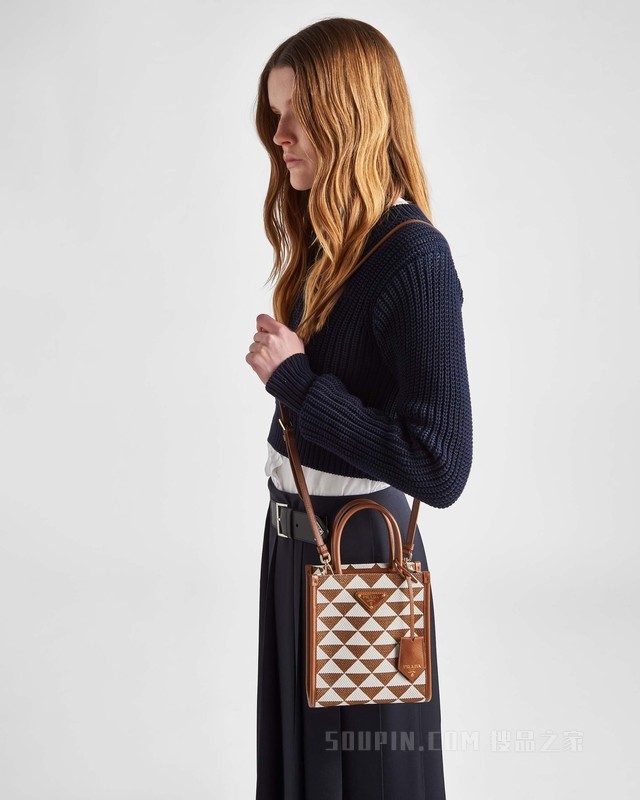 Prada Symbole 刺绣织物迷你托特包