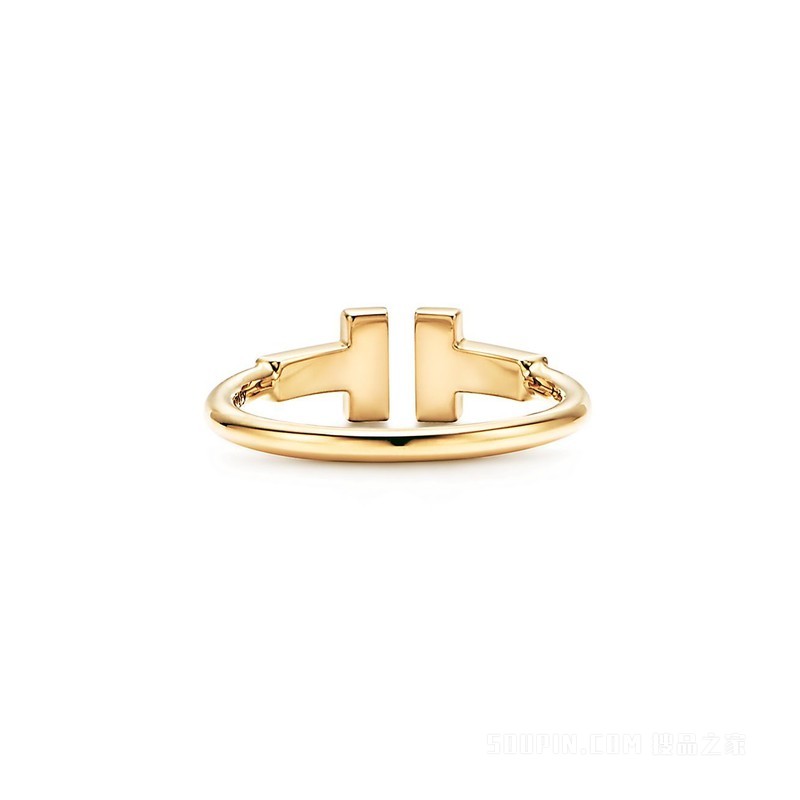 Tiffany T 系列 18K 黄金镶钻线圈戒指。