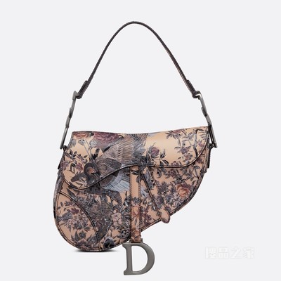 马鞍包 米色牛皮革多色 Dior Jardin d'Hiver 立体手绘效果图案