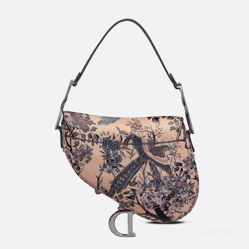 马鞍包 米色牛皮革多色 Dior Jardin d'Hiver 立体手绘效果图案