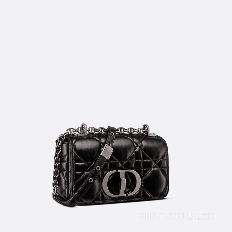 小号 Dior Caro 手袋 黑色牛皮革绗缝超大藤格纹