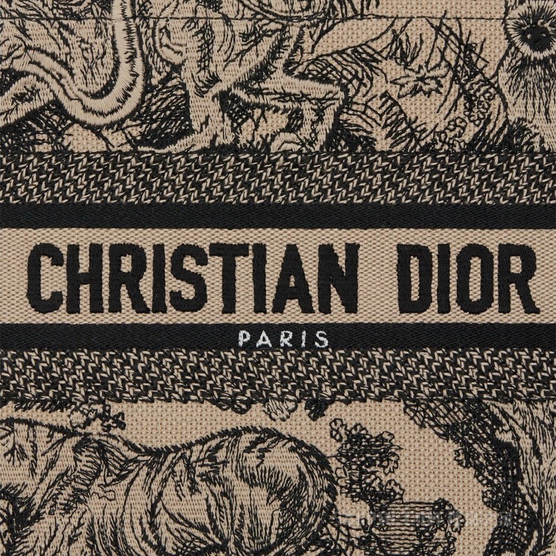 小号 Book Tote 手袋 棕色面料茹伊印花刺绣 (26.5 x 21 x 14 cm）