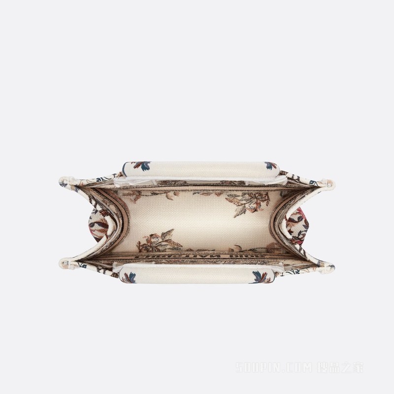 小号 Book Tote 手袋 奶白色面料多色 Dior Jardin d'Hiver 图案刺绣 (26.5 x 21 x 14 cm)