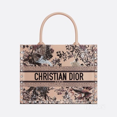 中号 Book Tote 手袋 米色牛皮革多色 Dior Jardin d'Hiver 立体手绘效果图案 (36 x 27.5 x 16.5 cm)