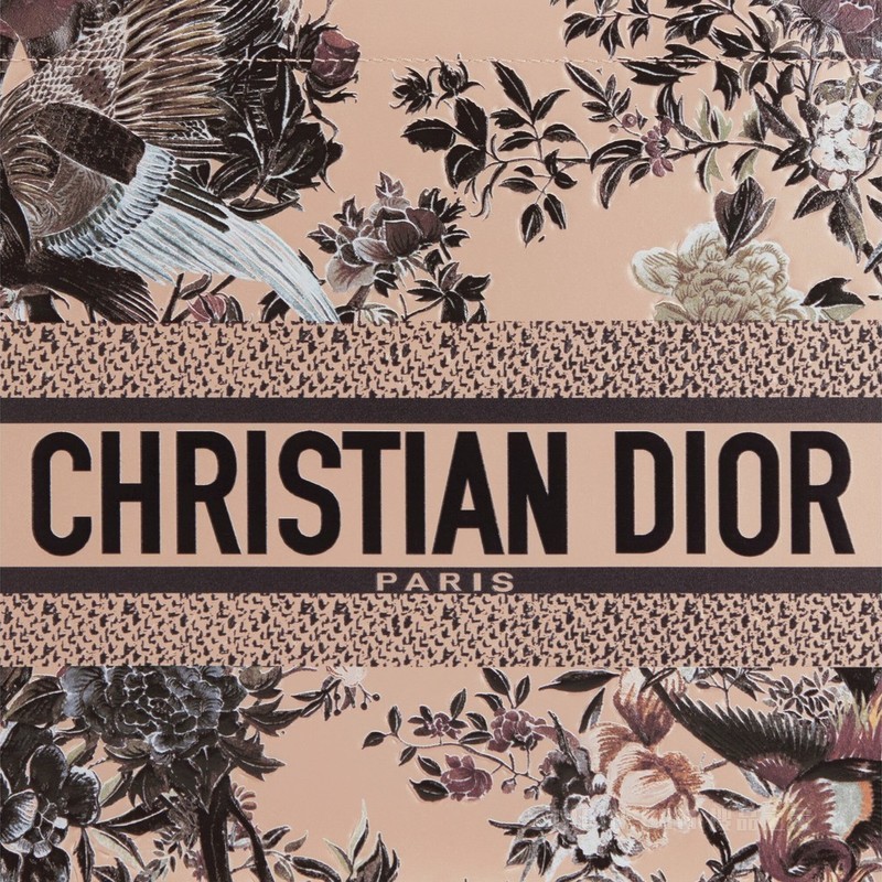中号 Book Tote 手袋 米色牛皮革多色 Dior Jardin d'Hiver 立体手绘效果图案 (36 x 27.5 x 16.5 cm)