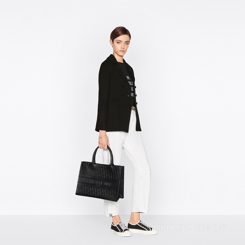中号 Book Tote 手袋 米色牛皮革多色 Dior Jardin d'Hiver 立体手绘效果图案 (36 x 27.5 x 16.5 cm)