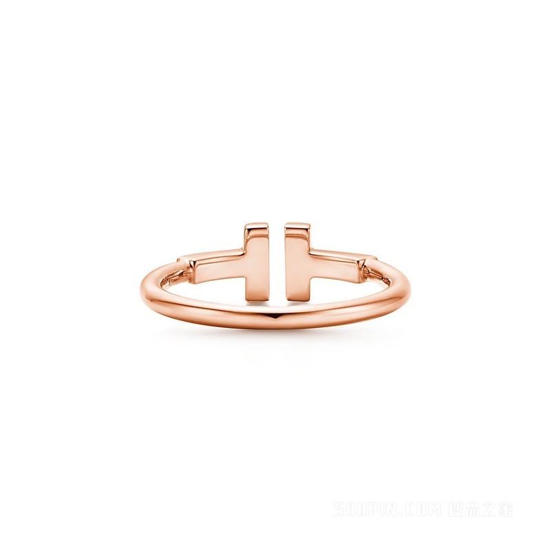 Tiffany T 系列 18K 玫瑰金线圈戒指。