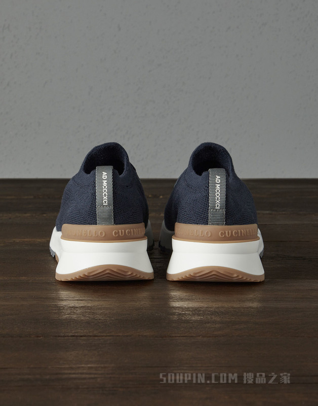 针织织物运动鞋 保暖鞋内衬，羊毛织物拼接半抛光小牛皮运动鞋