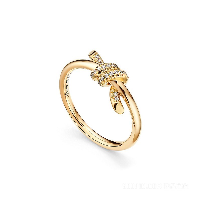 Tiffany Knot 系列 18K 黄金镶钻戒指