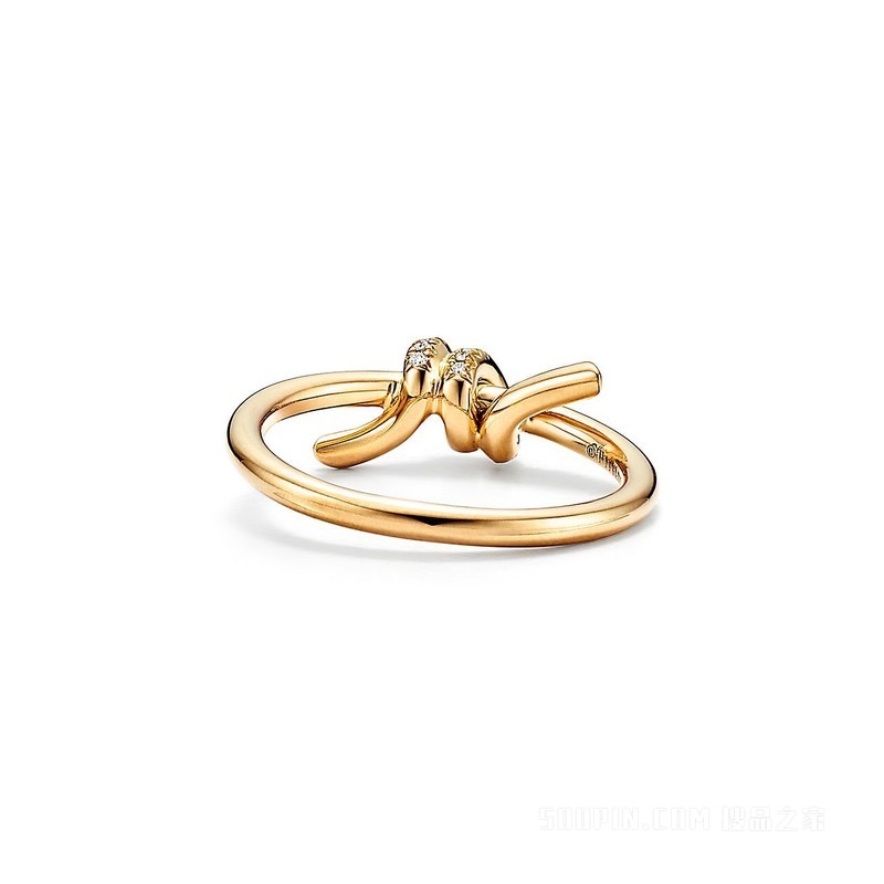 Tiffany Knot 系列 18K 黄金镶钻戒指