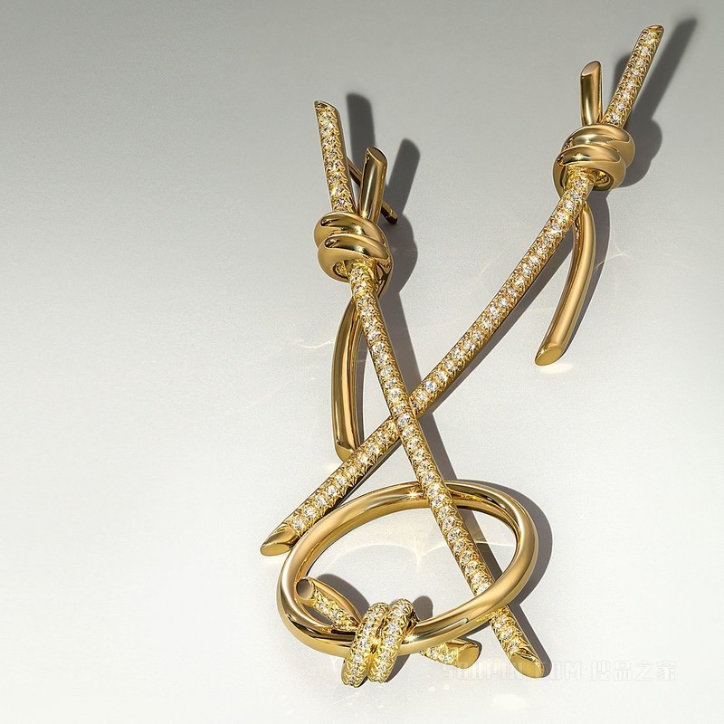 Tiffany Knot 系列 18K 黄金镶钻戒指