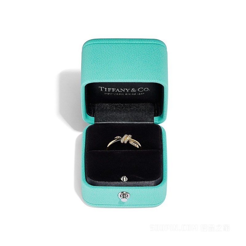 Tiffany Knot 系列 18K 黄金镶钻戒指