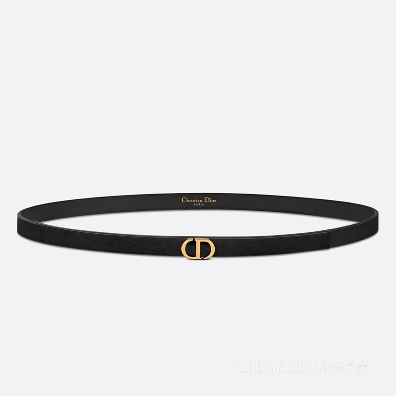 Dior Caro 腰带 15 毫米黑色光滑牛皮革和藤格纹牛皮革搭配可拆卸小包